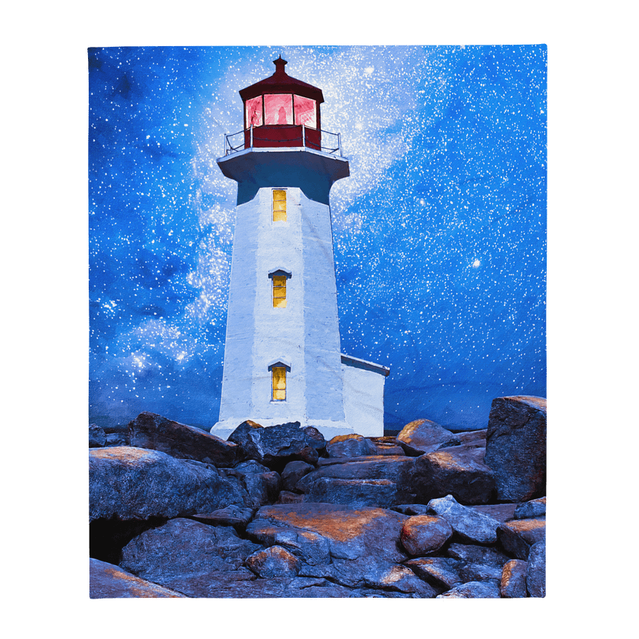 Peggy's Cove Lighthouse By Night Throw Blanket product image (1)