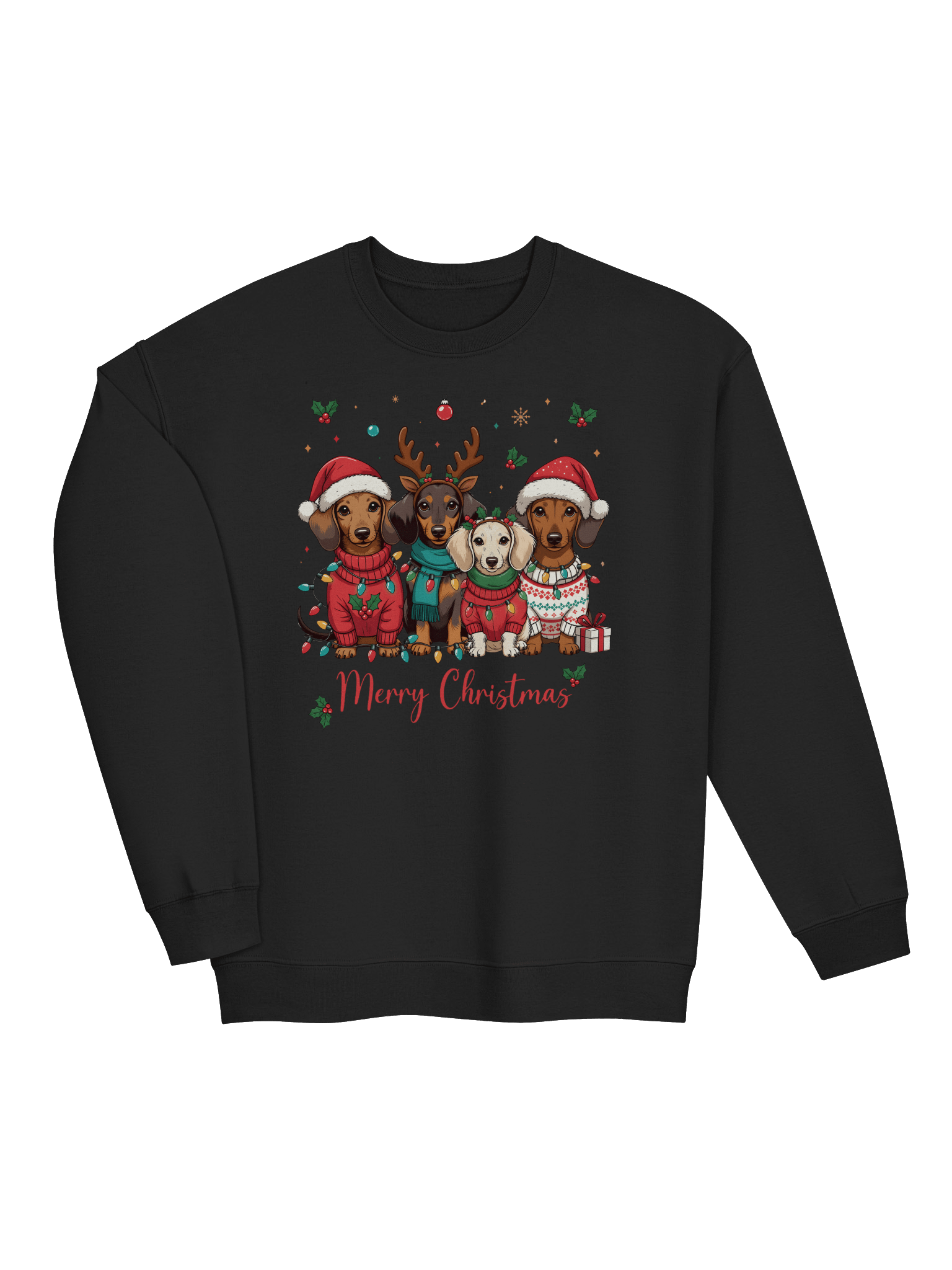 Merry Christmas Dachshund Lights Sweatshirt – Holiday Dog Mom Gift product image (2)