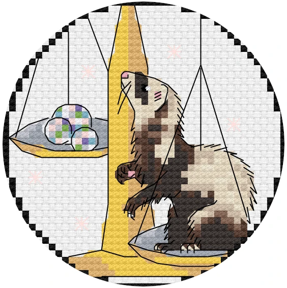 Zodiac Ferret - Libra Opal Ferret Cross Stitch Pattern (Digital PDF) product image (1)