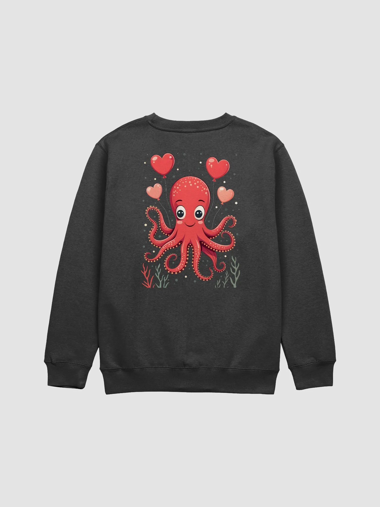 Octopus With Hearts Balloons Crewneck Sweatshirt product image (1)