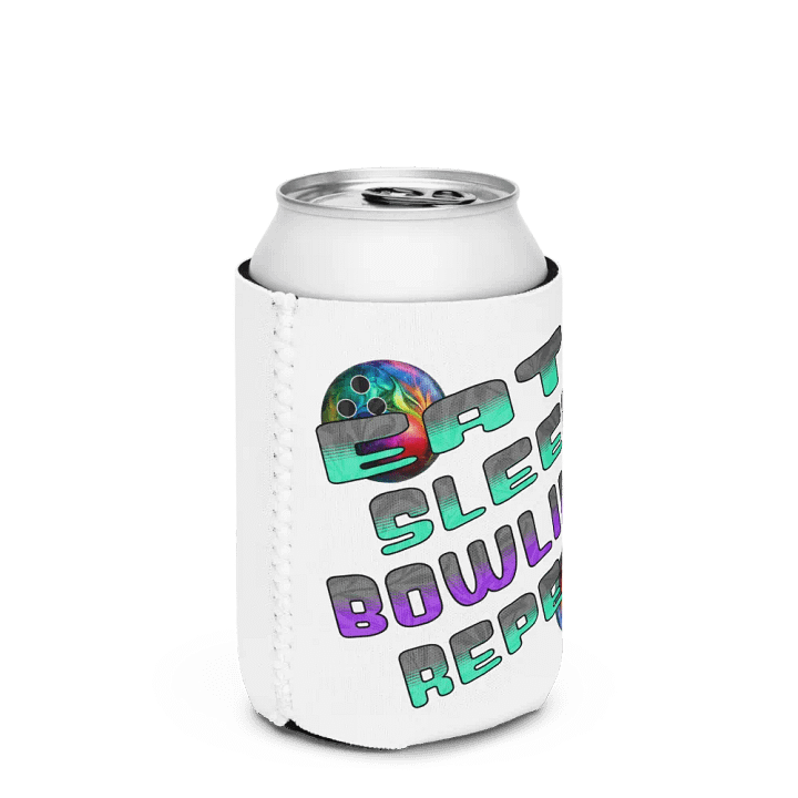 Eat Sleep Bowling Repeat Angle Colorful Ball Can Cooler product image (2)