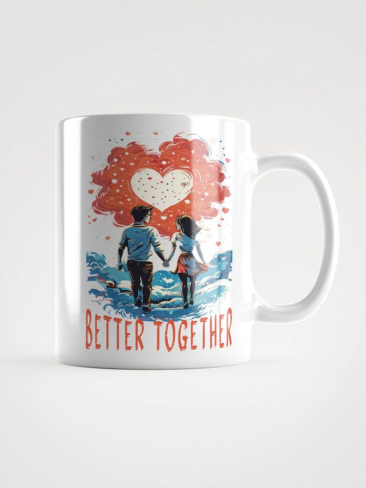 Better Together – Romantic White Glossy Mug | Adorable Cartoon Couple with Hearts & Stars | Perfect for Couples product image (1)
