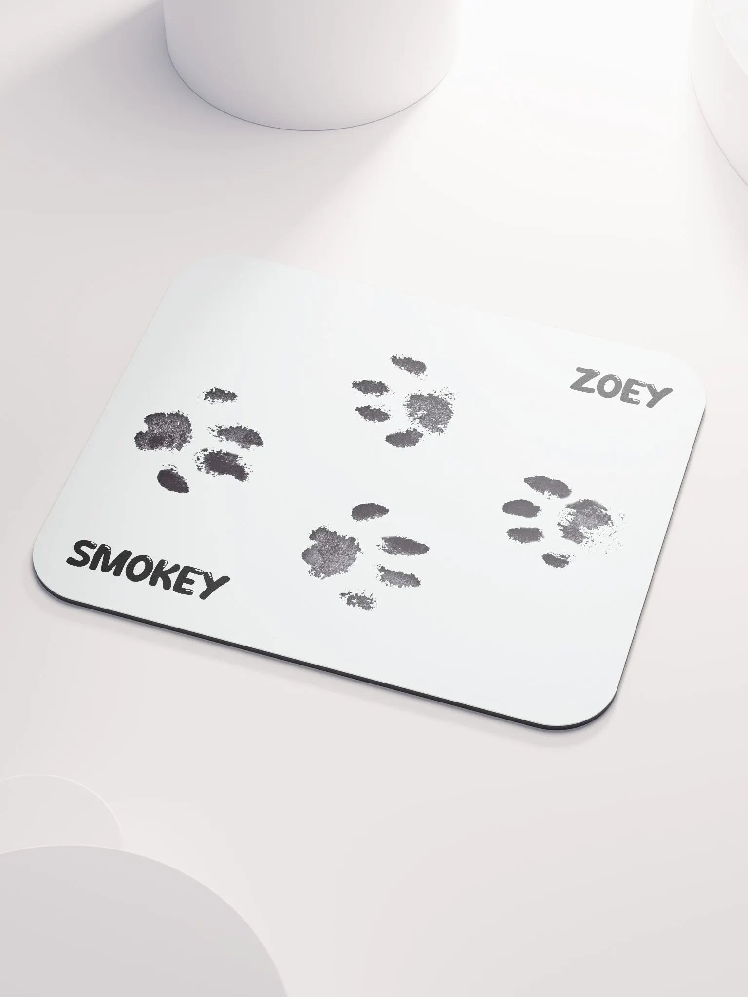 Smokey & Zoey Paw Print Classic Desk Mat (White) product image (3)
