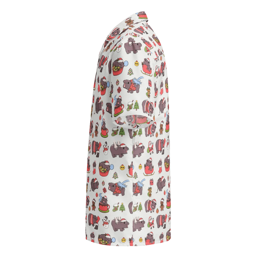 MOODENG'S WHITE CHRISTMAS HAWAIIAN SHIRT! product image (4)