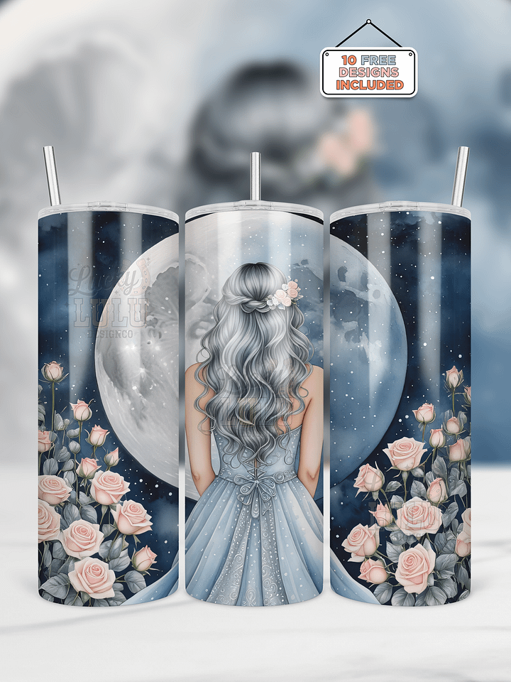 Celestial Moonlit Night Seamless Tumbler Wrap PNG product image (1)