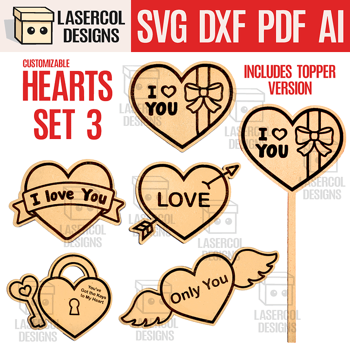 Hearts Set 3 - Laser Cut Files product image (1)