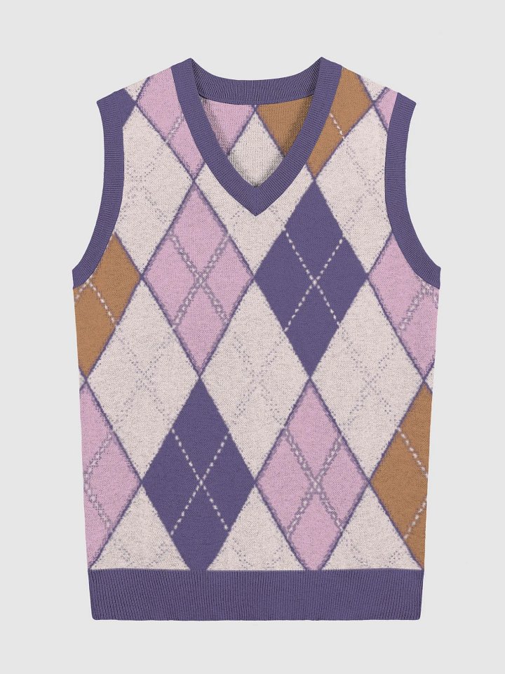 Argyle Dream Knitted V-Neck Vest product image (5)