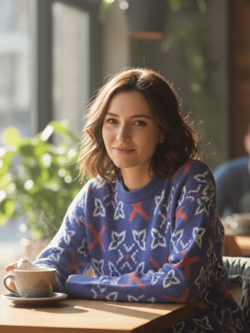 Cozy Jacquard Knit Relaxed Sweater product image (1)