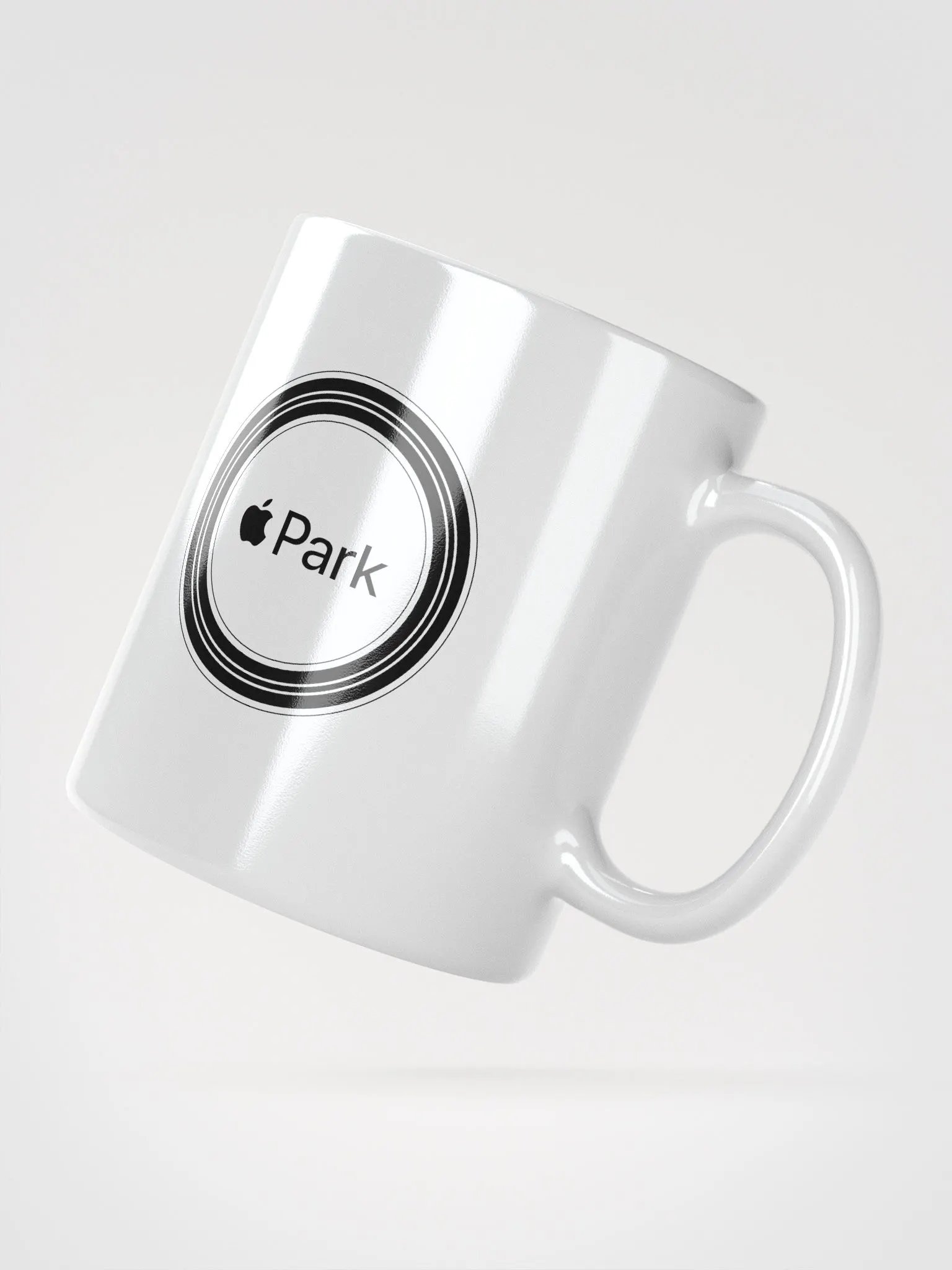 Midnight Bliss White Glossy Mug with Apple Park logo. product image (6)