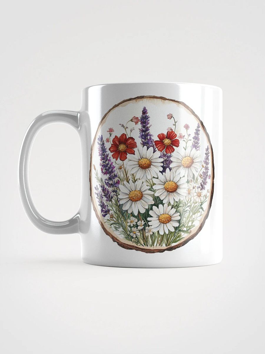 Red & White Wildflower Round Wood Art Ceramic Mug product image (6)