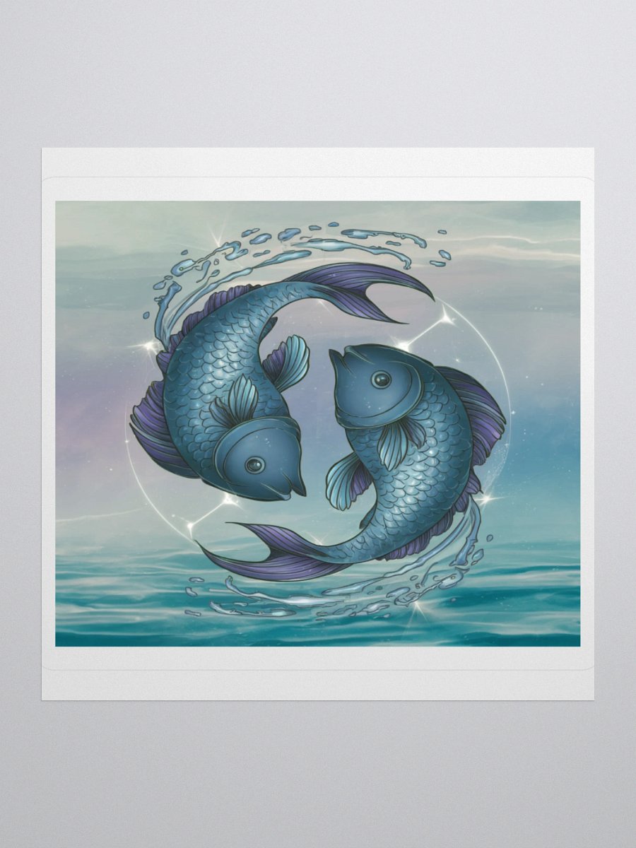 Exclusive Pisces Aquatic Sticker: Dual Fish in Water Swirl - Perfect for Cars, Laptops, and Astrology Fans! product image (2)