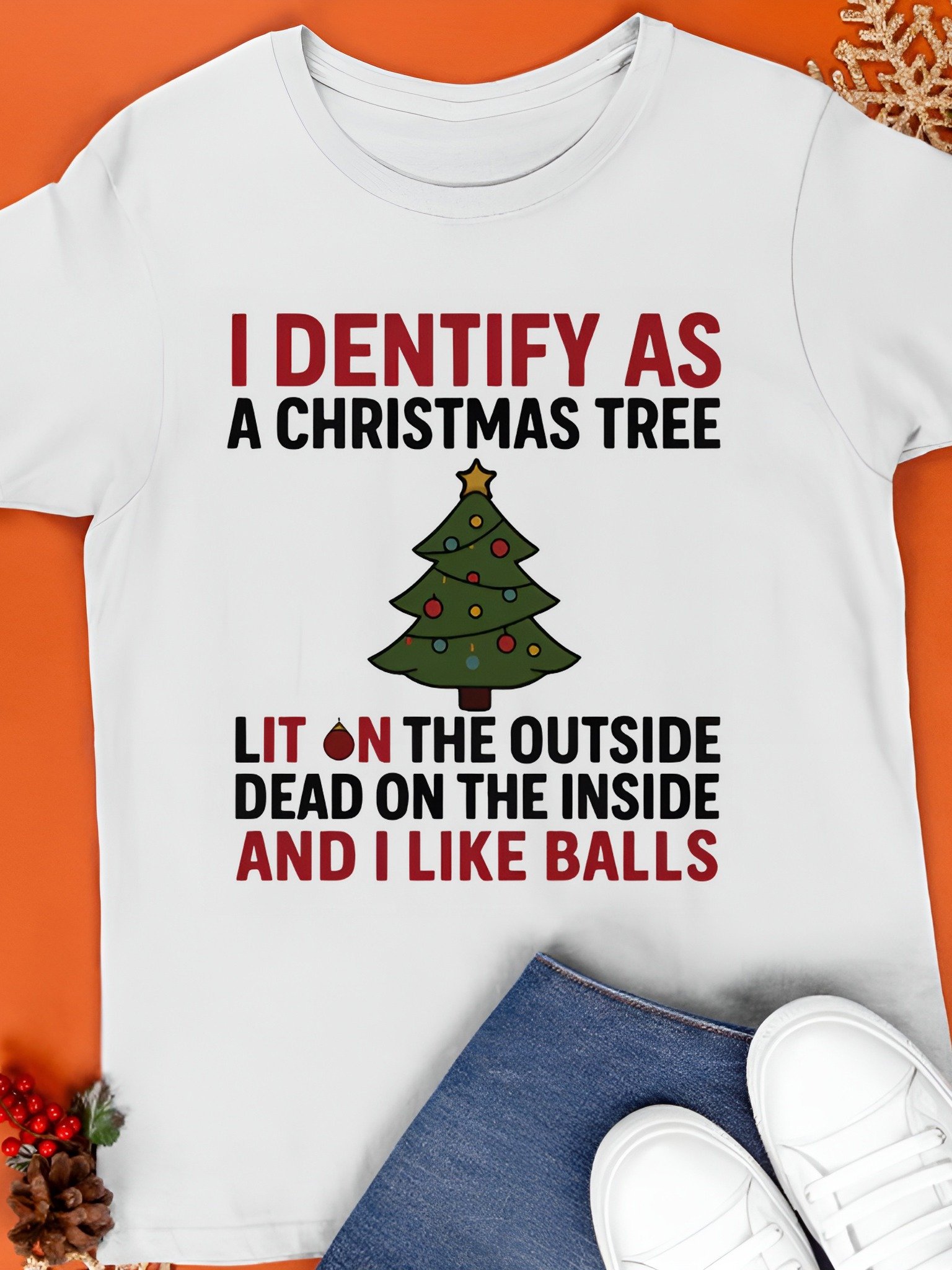 I Identify As A Christmas Tree Lit On The Outside Shirt product image (1)