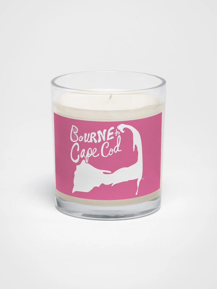 BOURNE to Cape Cod™ | Beach Vibes Candle | Unscented Soy Wax in Glass Jar | White Logo on Brilliant Rose Pink product image (1)