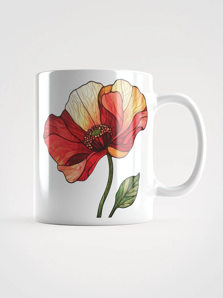 Stained Glass Poppy Flower White Glossy Mug product image (2)