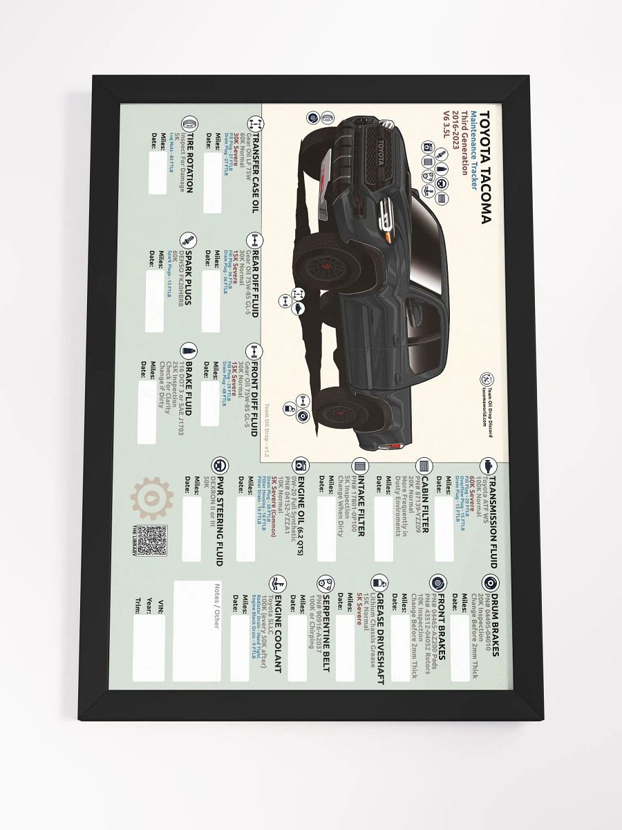 3RD GEN MAINTENANCE TRACKER V1.2 - Black (FRAMED) product image (5)