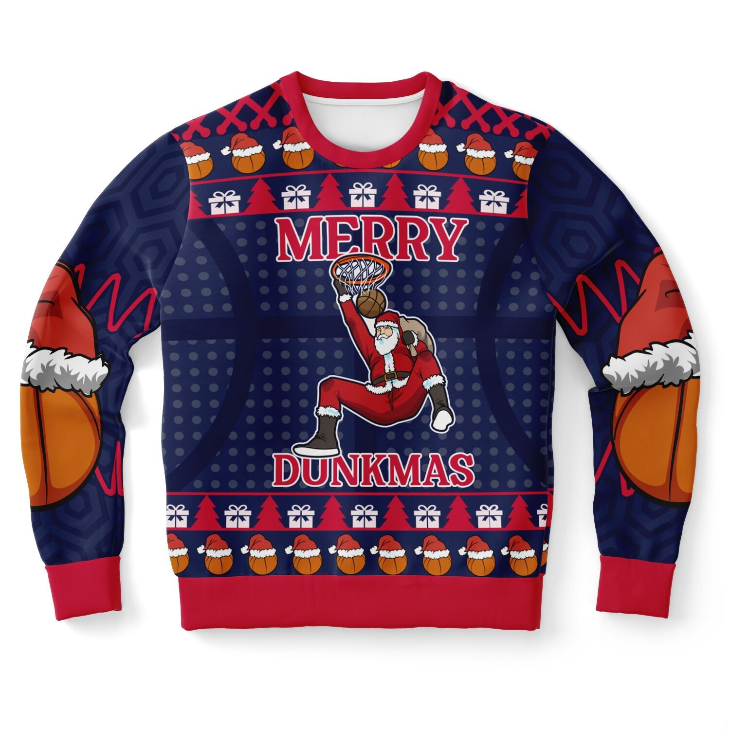 "Merry Dunkmas" Basketball Christmas Sweater | Santa Slam Dunk Holiday Sweatshirt | Sports Christmas Party Outfit product image (9)