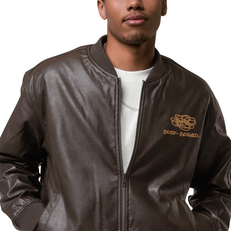 BUSY-BRAINED MONOCHROME BROWN FAUX LEATHER JACKET product image (6)