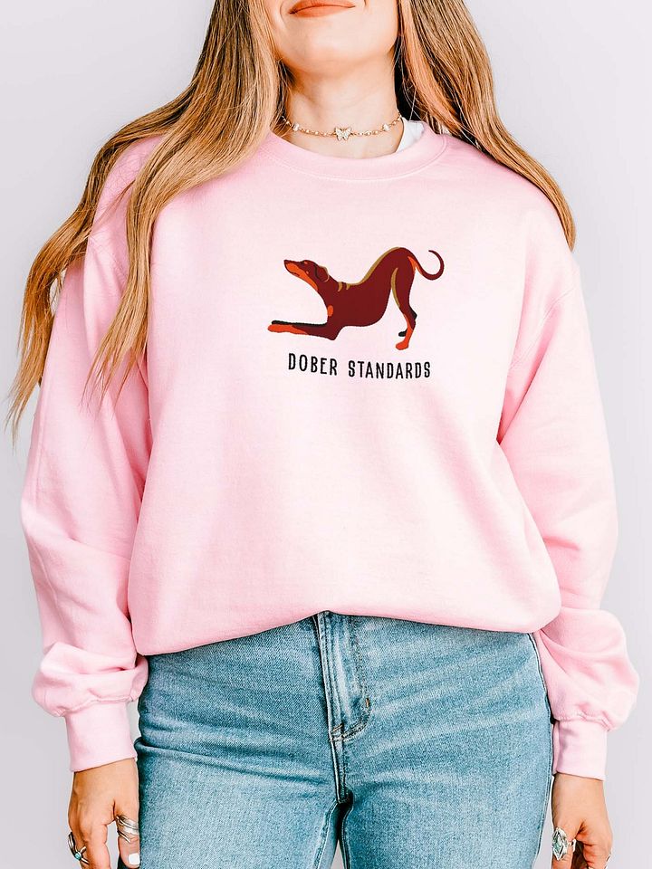 Dober Standards Sweatshirt (Embroidered) of a Doberman Pinscher(Red, Full Tail & Ears) product image (2)
