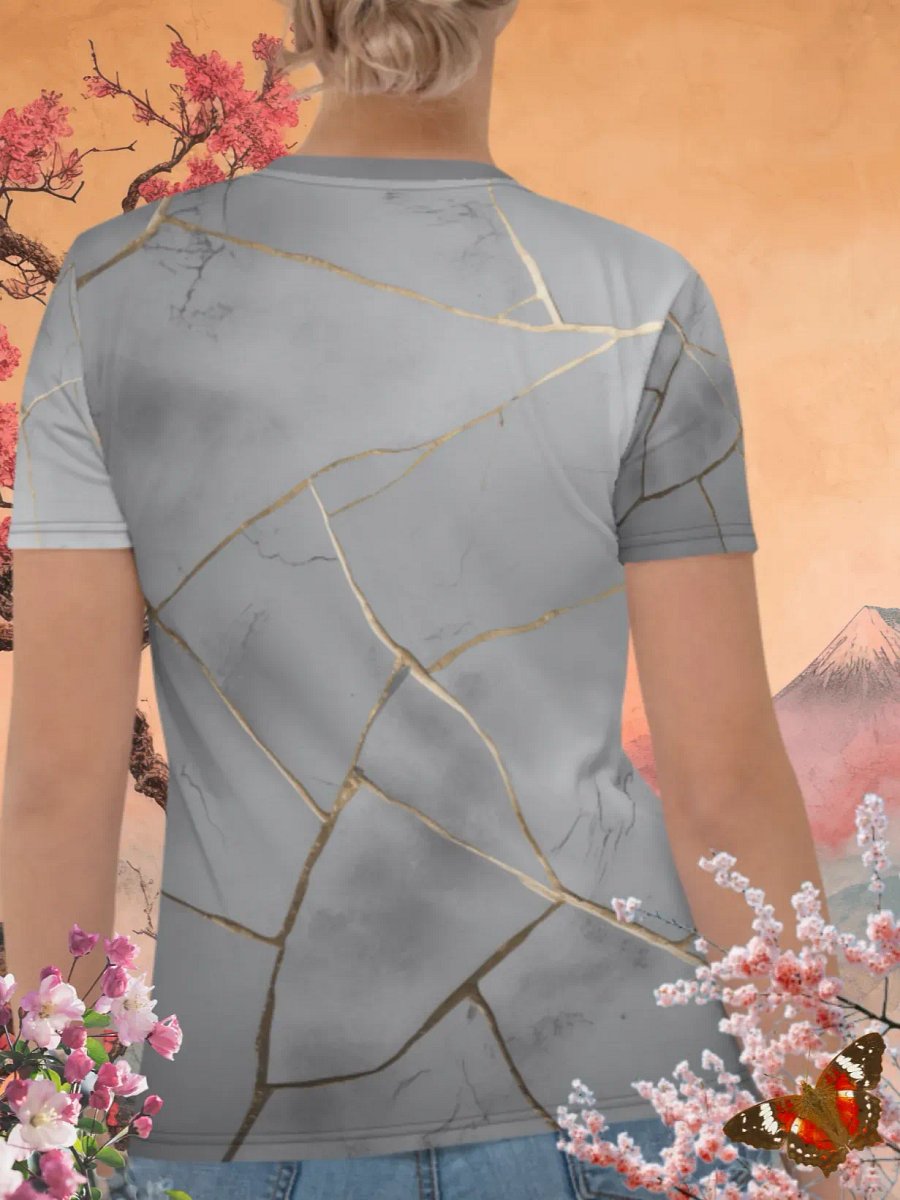 Grey & Gold Kintsugi Print T-Shirt product image (4)
