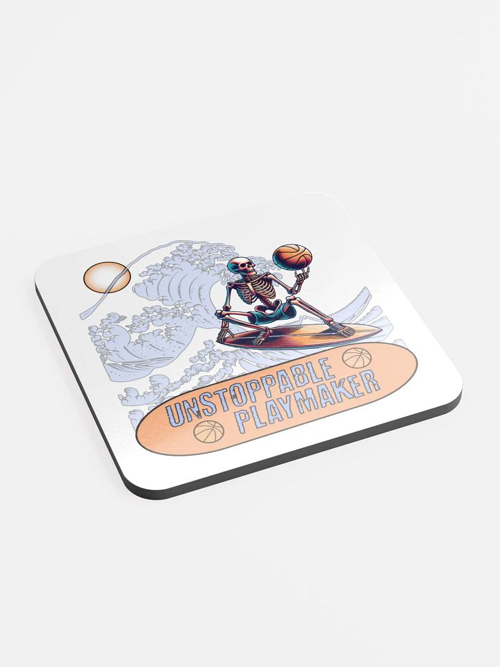 Unstoppable Playmaker Skeleton Basketball Surfer Cork Coaster product image (2)