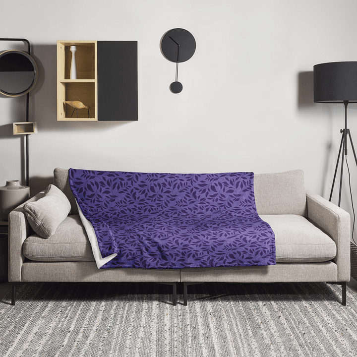 Midnight Foliage Purple Throw Blanket product image (2)