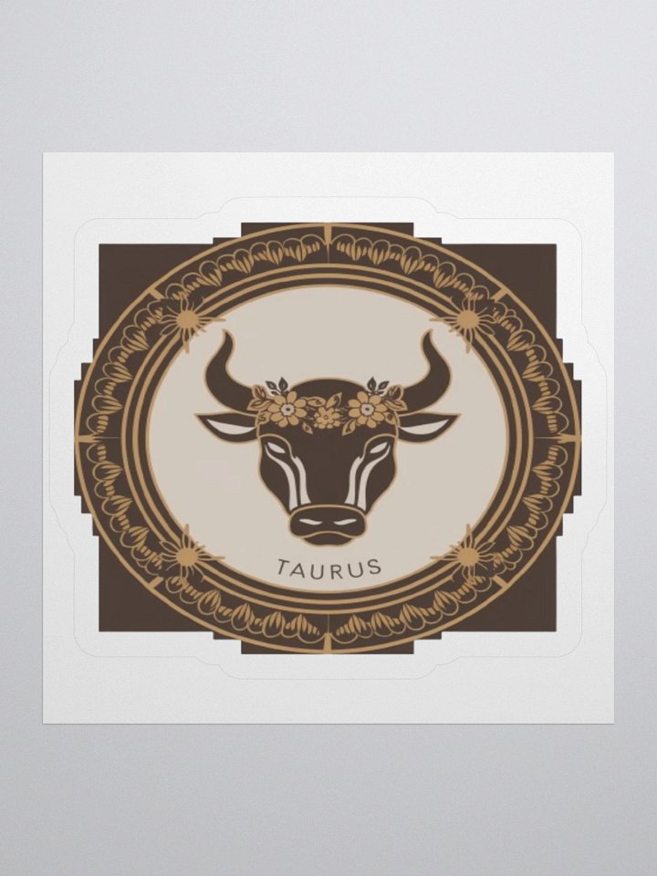 Taurus Zodiac Sticker - Bull with Floral Crown - Durable Vinyl product image (1)