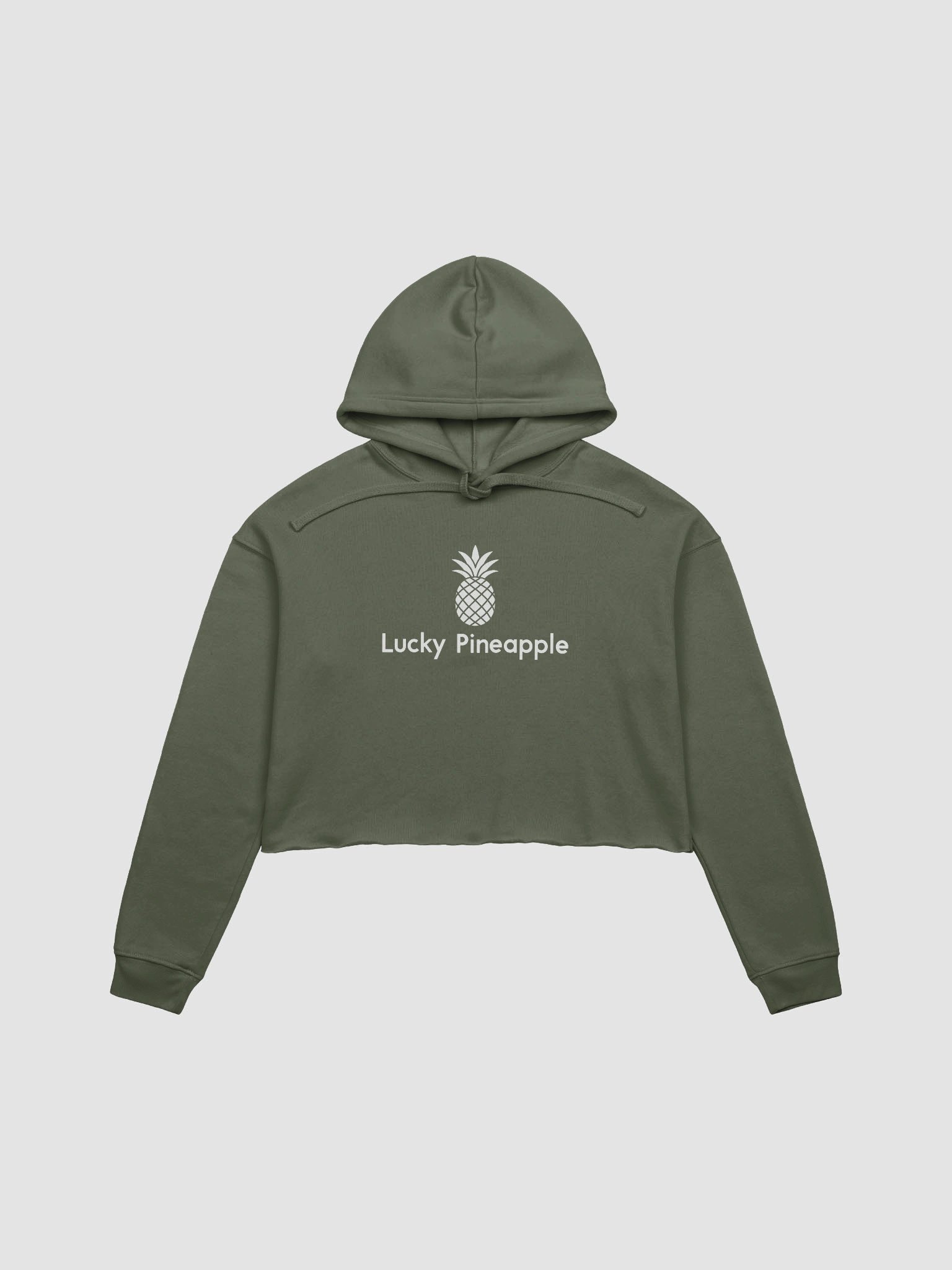 Lucky Pineapple Films Logo Khaki Green Women's Fleece Cropped Hoodie product image (1)