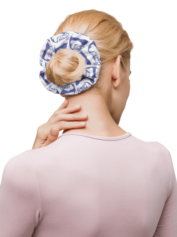 Women's | BOURNE to Cape Cod™ | Hair Tie | Coastal Chic | All-Over Logo Print | Slate Blue on White product image (4)