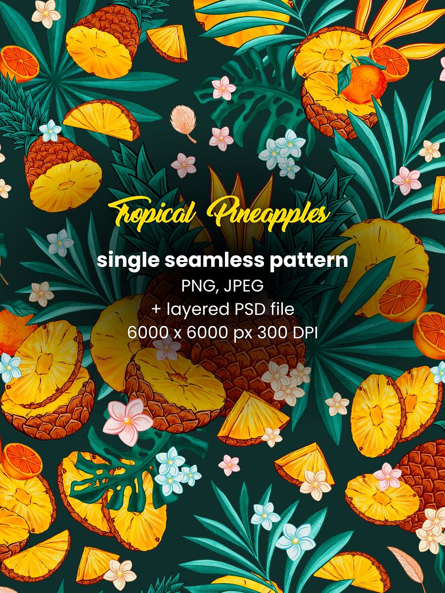 Pineapples PSD Layered Single Seamless Pattern product image (6)