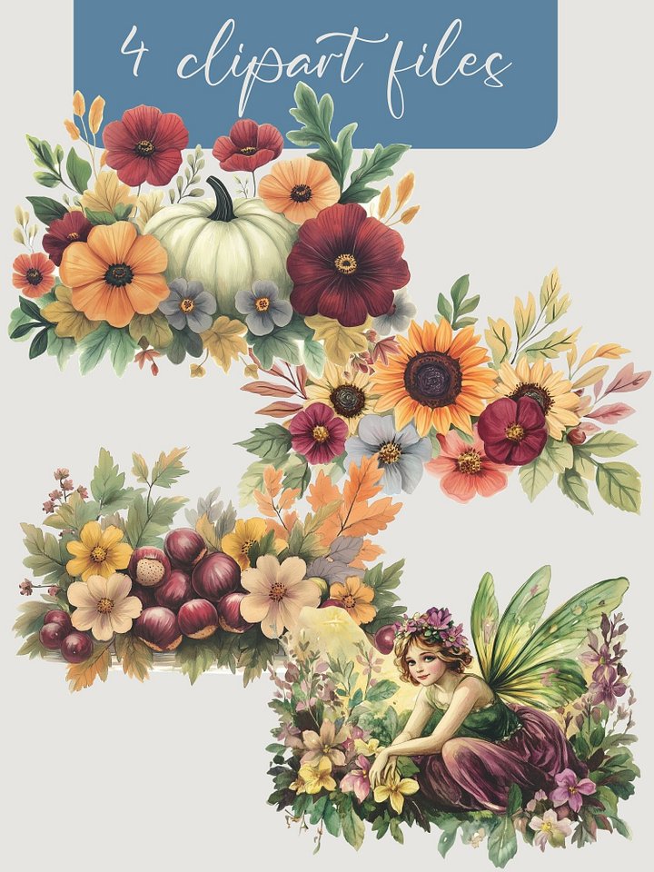Vintage flowers Fall clipart set product image (1)