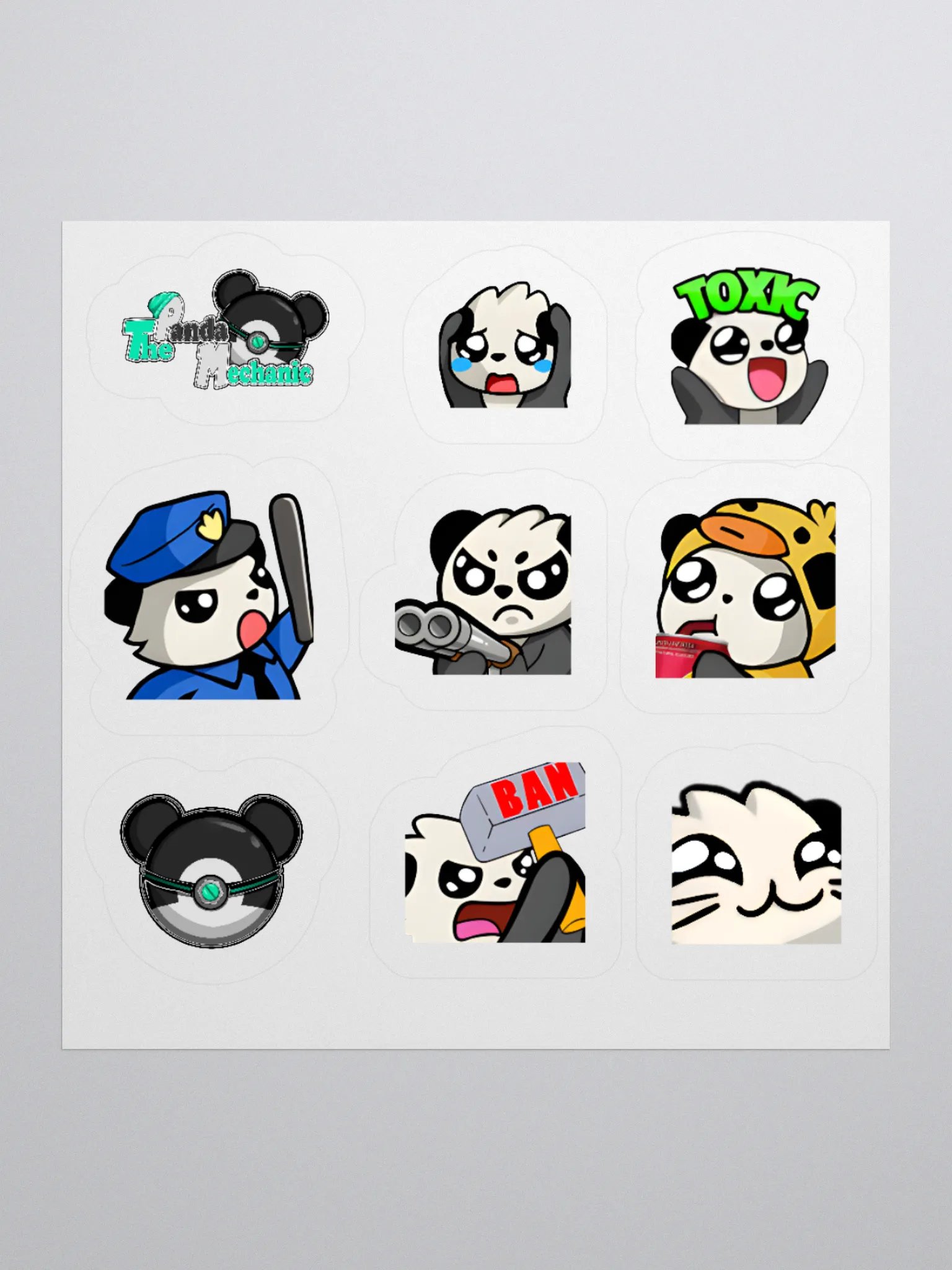 Panda Mechanic sticker sheet product image (1)
