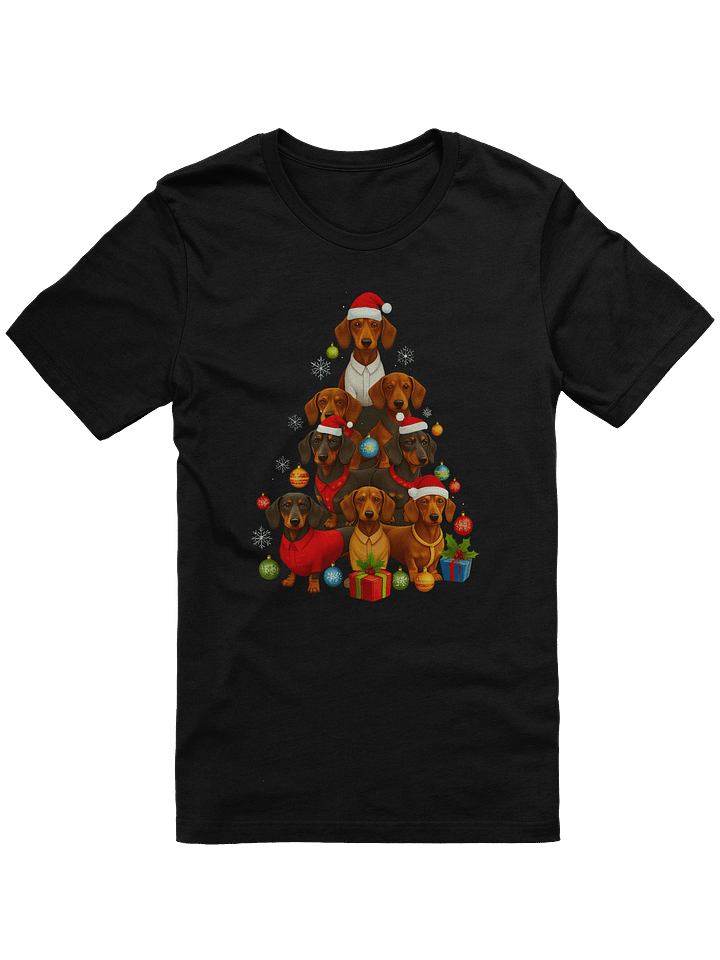 Dachshund Christmas Tree T-Shirt – Cute Holiday Doxie Pyramid Design product image (1)