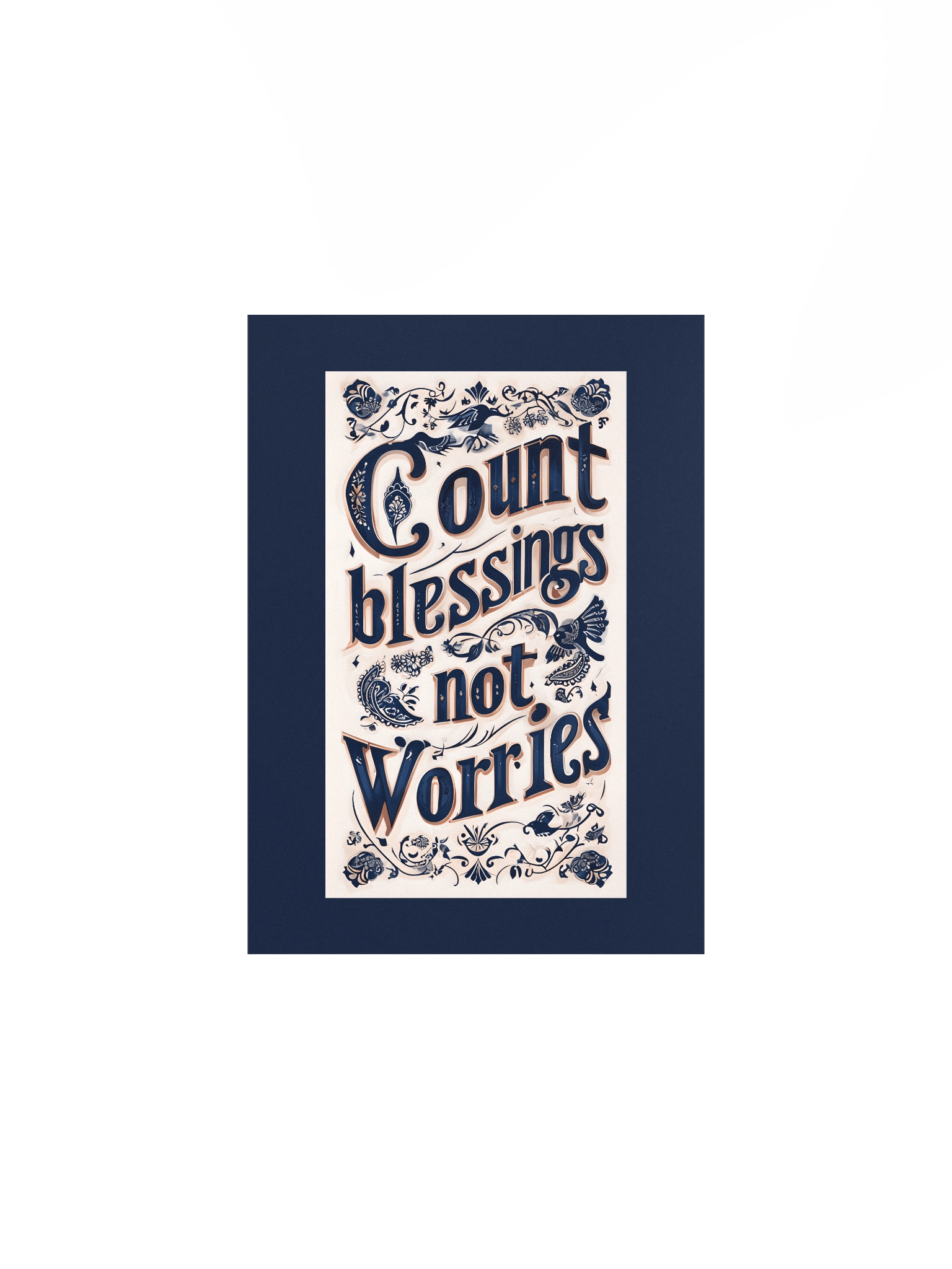 Count Blessings, Not Worries – Decorative Typography Dark Background Poster product image (5)