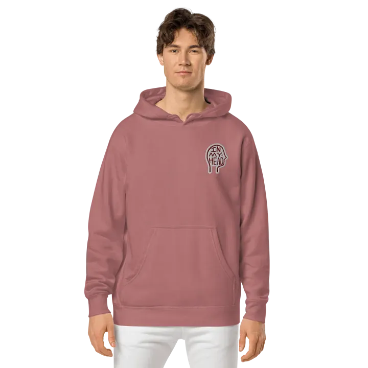 In My Head (L.C. maroon bubble design) embroidered pigment hoodie product image (2)