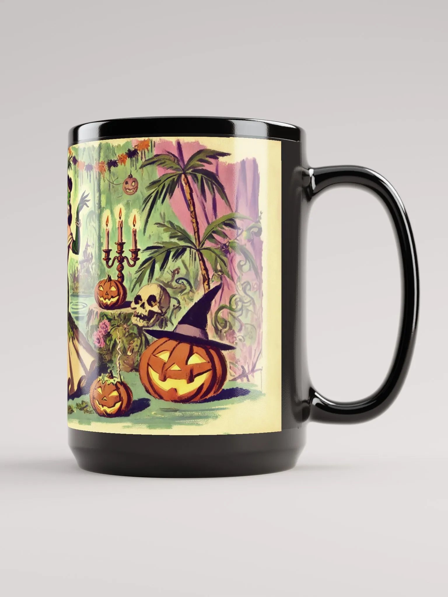 Halloween Gator Gala Coffee Cup - 15 oz Black Glossy Mug product image (2)
