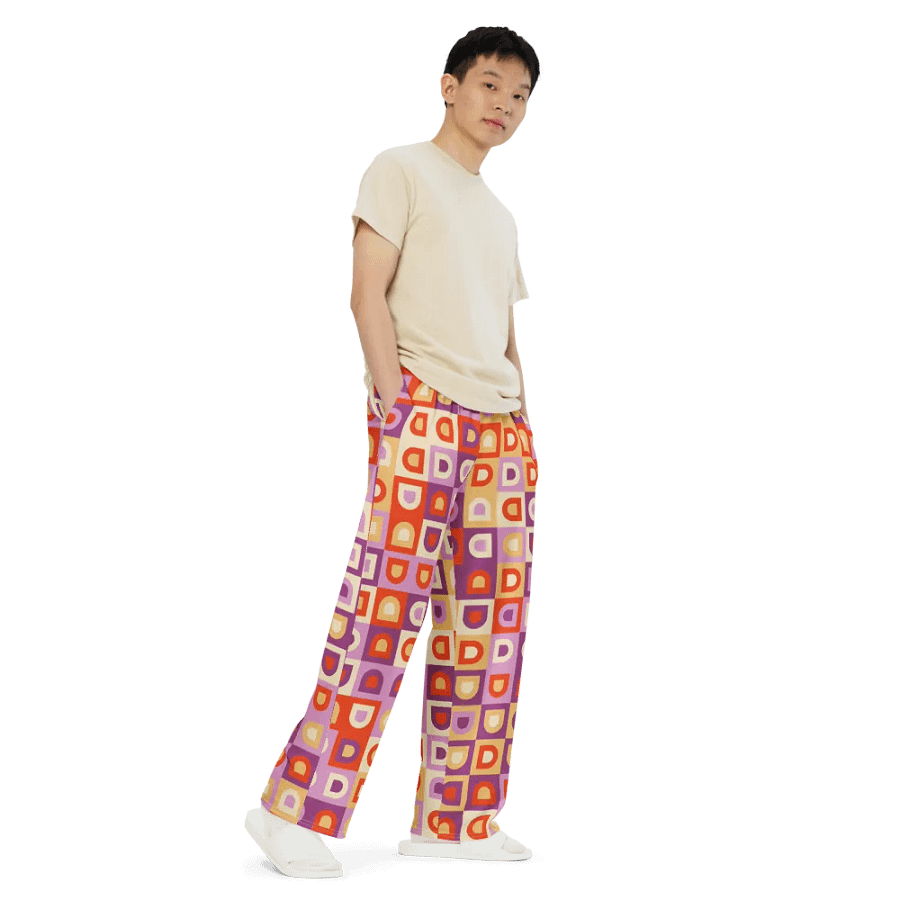 BUIII Retro Geometric: Autumn Breeze Wide-Leg Pants product image (7)