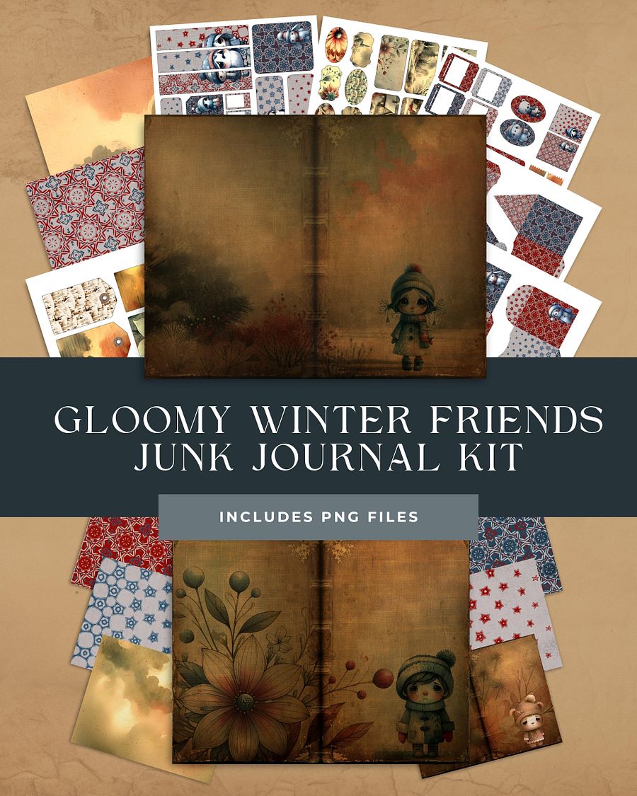 Gloomy Winter Friends Junk Journal Kit product image (1)