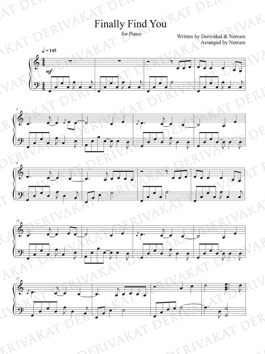 Finally Find You - Sheet Music for Piano product image (1)