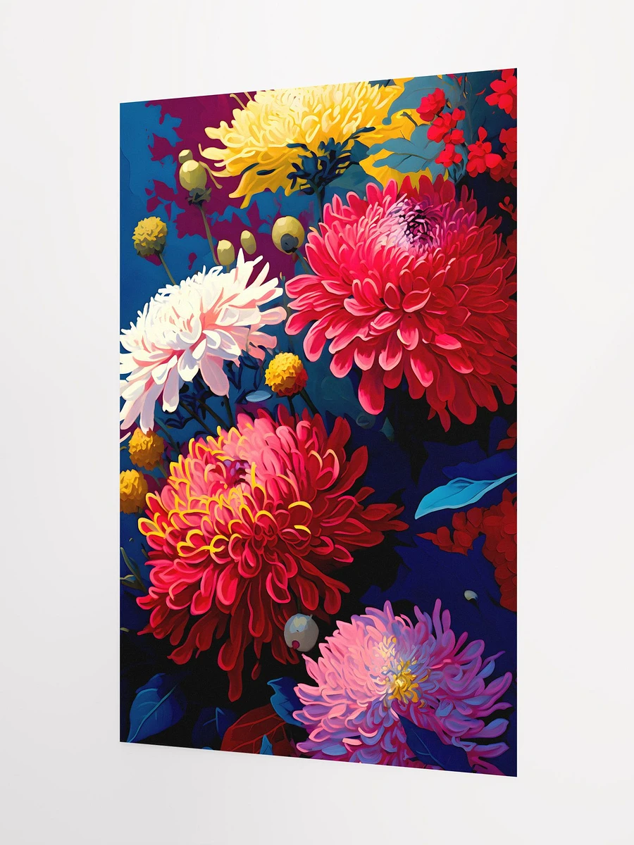 Autumn Splendor Chrysanthemum Bouquet - Dynamic Floral Art Print Matte Poster product image (5)