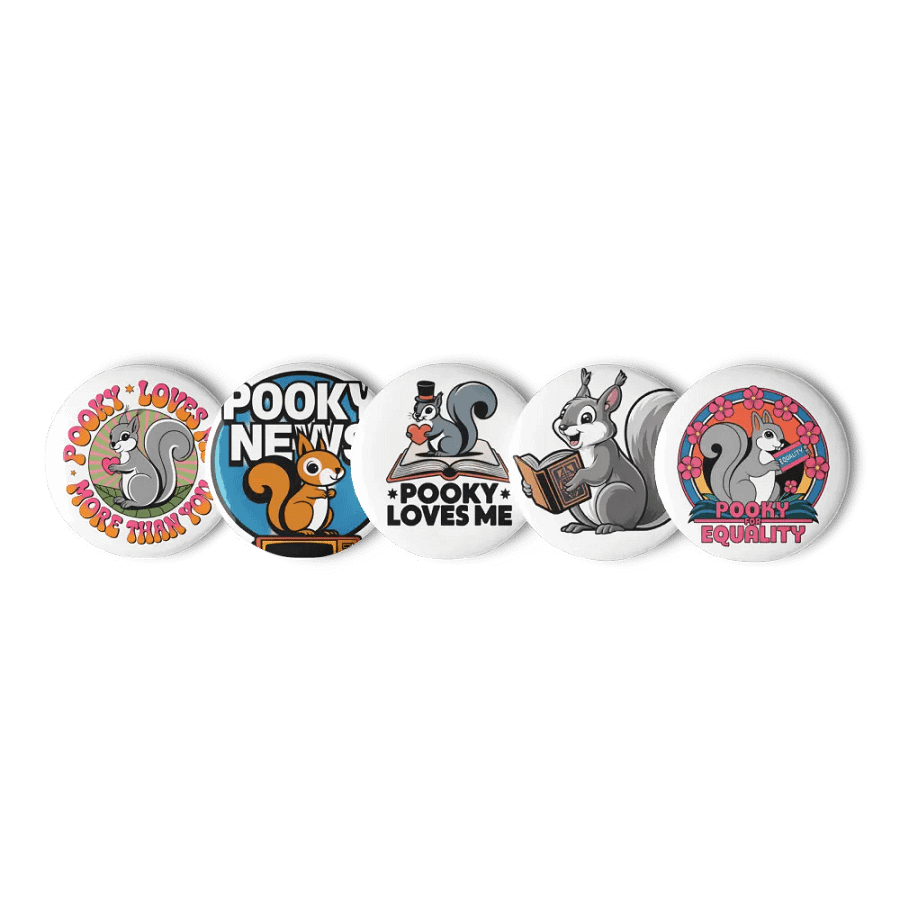 Original Pooky Artwork Buttons: Set of Five -y product image (1)