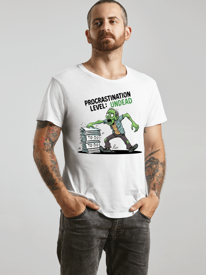 Men's Halloween Procrastination Level: Undead Zombie T-Shirt – Funny To-Do List Graphic Tee for Chronic Procrastinators product image (1)