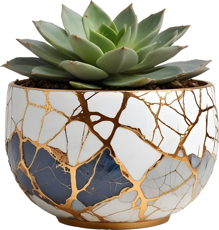 Kintsugi Serenity – Blue and White Bowl PNG product image (1)