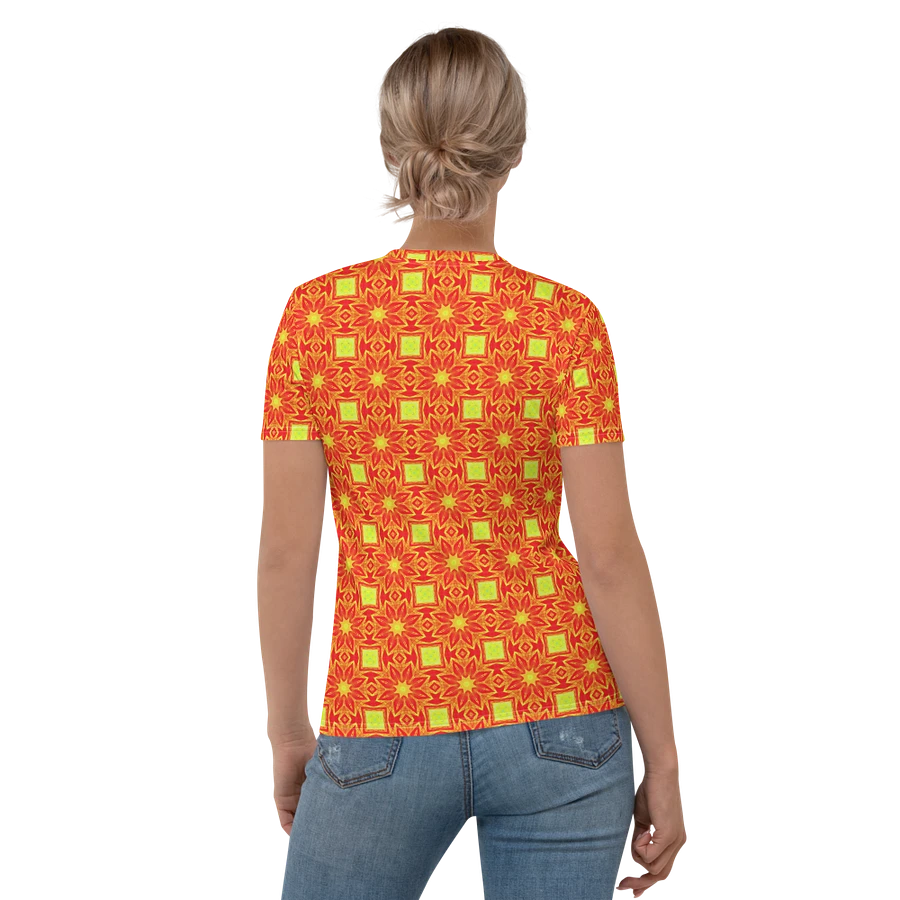 Abstract Repeating Orange Flower Ladies T Shirt product image (6)