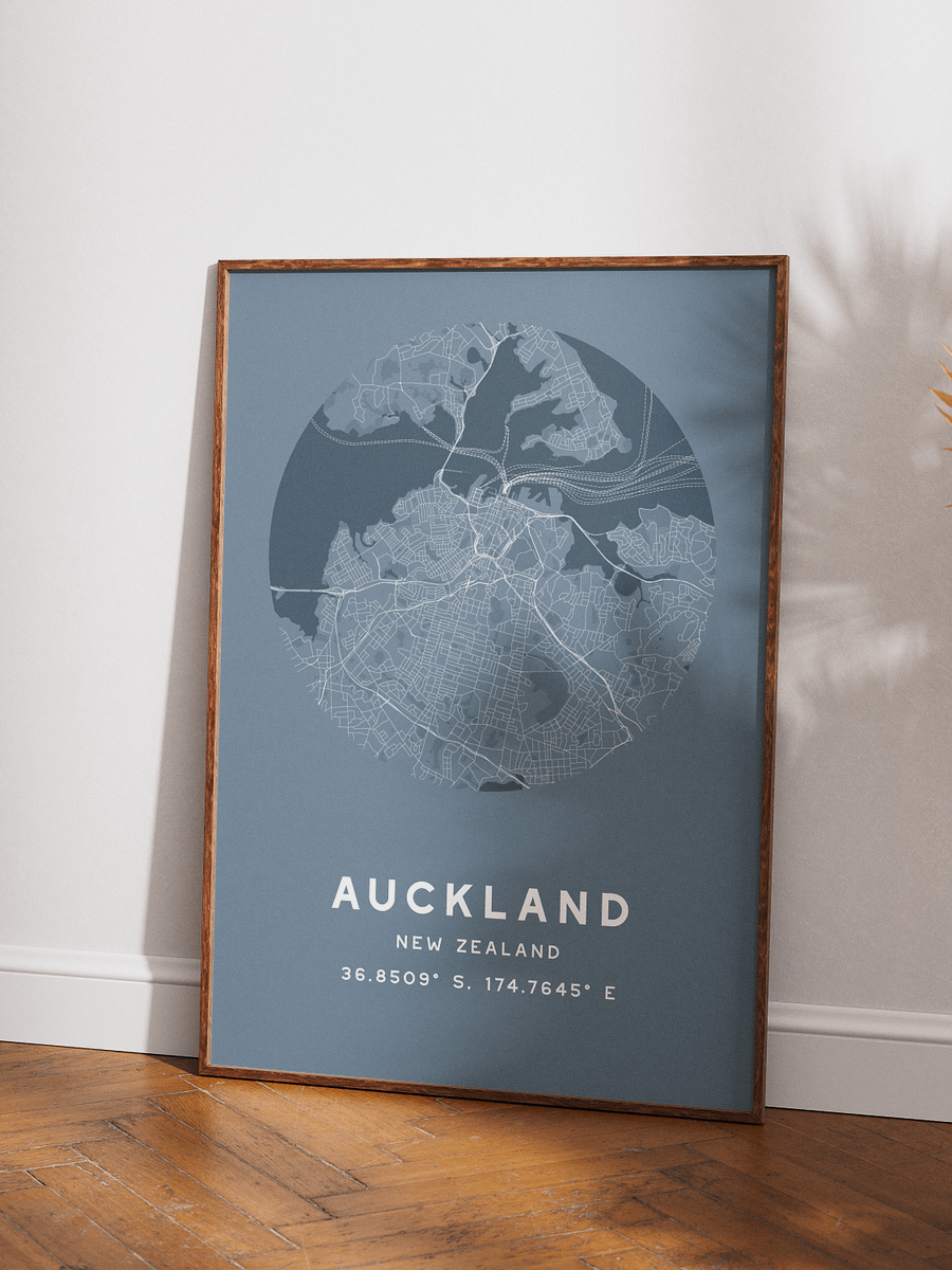 Auckland Street Map Poster – Blue Minimalist Circular City Art product image (3)