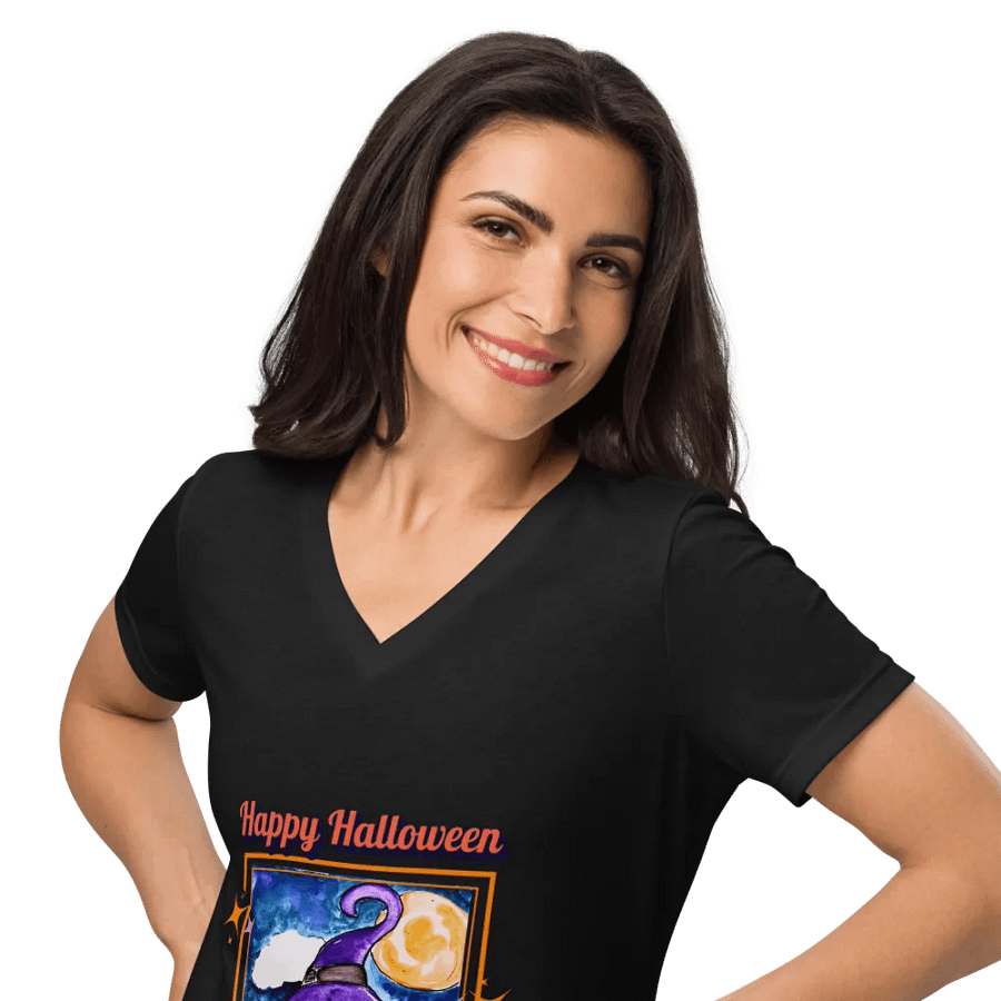Witch and Cat V-Neck Tee. product image (10)