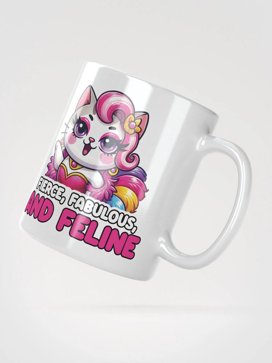 Fierce, Fabulous, and Feline White Glossy Mug product image (2)