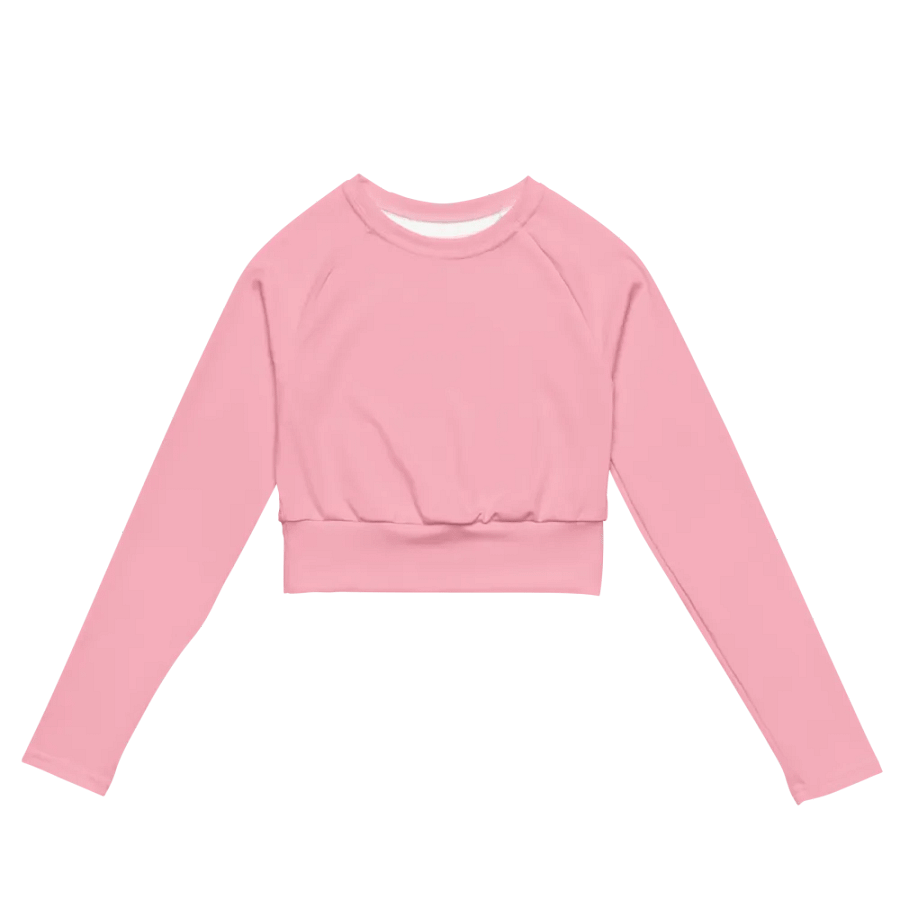 Plain Color Pink Long Sleeve Crop Top product image (7)