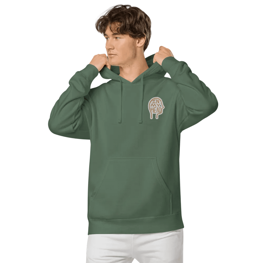 In My Head (L.C. brown bubble design) embroidered pigment hoodie product image (6)