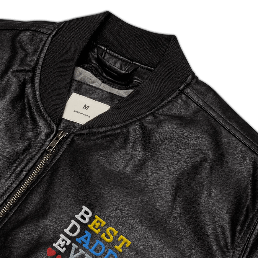 Best Daddy Ever Threadfast Apparel Faux Leather Bomber Jacket product image (8)