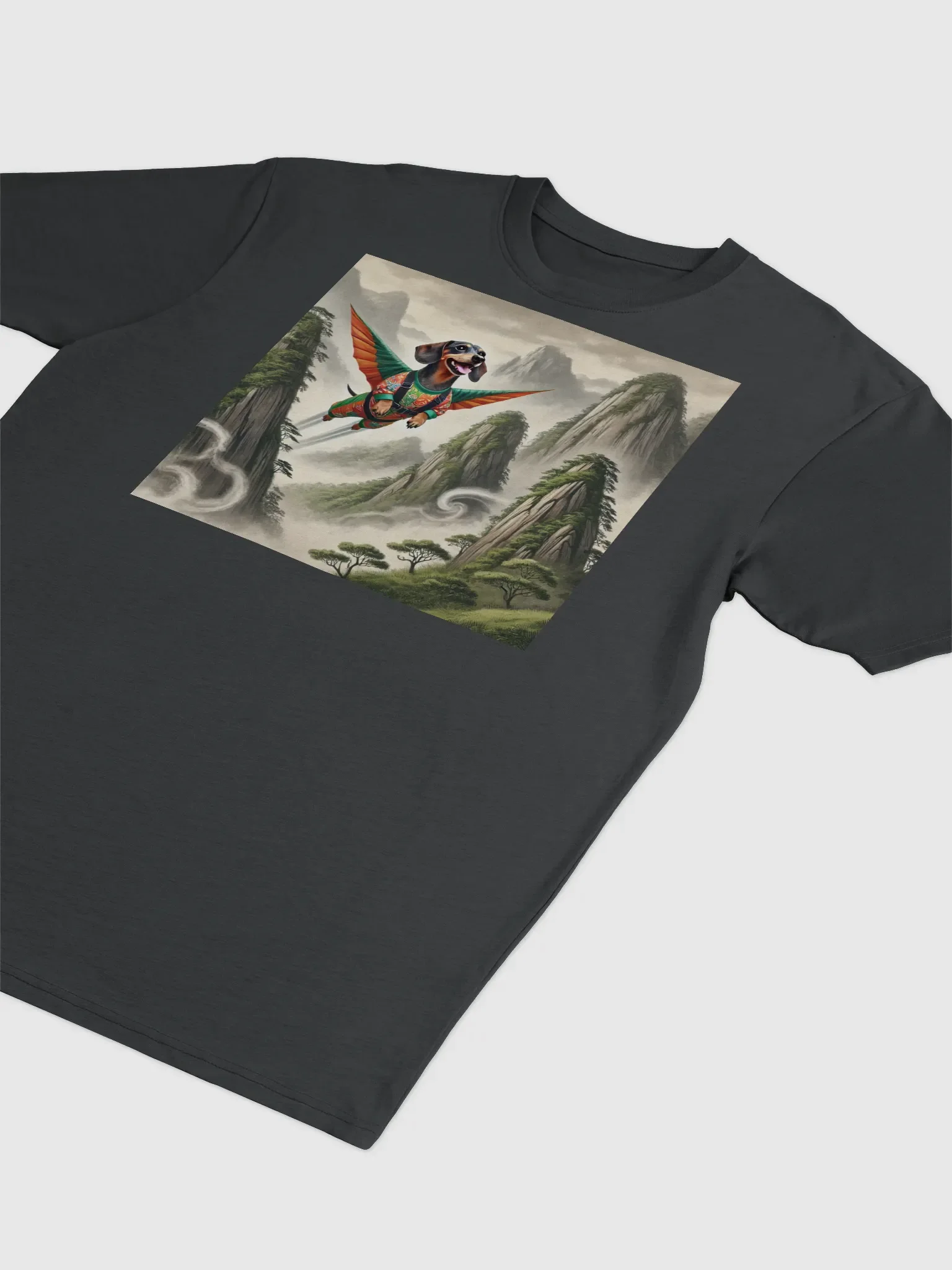 Soaring Dachshund in a Mystical Landscape Heavyweight Tee product image (3)